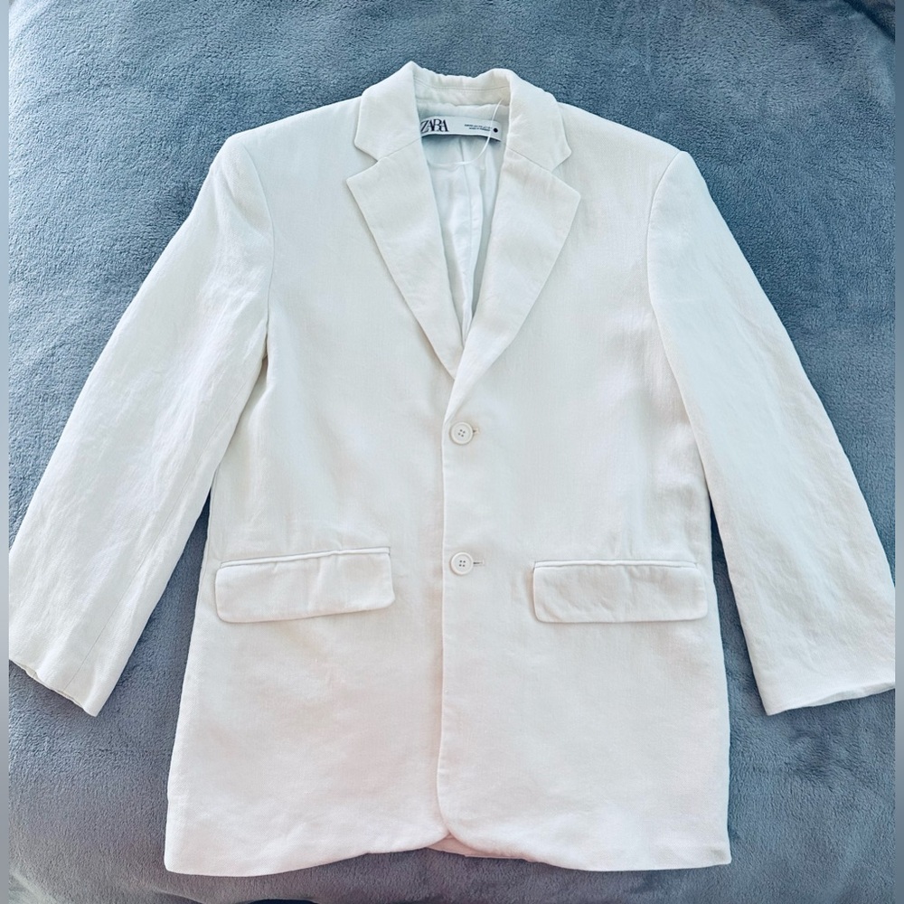 Zara Womens Ivory White Button Blazer Size XS S